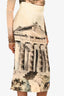 Dolce & Gabbana Beige Roman Column Printed Silk Pencil Skirt Size 40