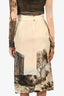 Dolce & Gabbana Beige Roman Column Printed Silk Pencil Skirt Size 40