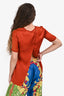 Gucci Burnt Orange Silk Short Sleeves Split Back Blouse Size 36