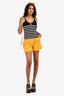 Dolce & Gabbana Mustard Yellow Jacquard High Waisted Shorts Size 38