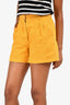 Dolce & Gabbana Mustard Yellow Jacquard High Waisted Shorts Size 38