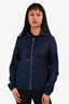 Gucci Vintage Blue GG Monogram Nylon Zip-Up Windbreaker Hooded Jacket Size S