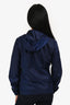 Gucci Vintage Blue GG Monogram Nylon Zip-Up Windbreaker Hooded Jacket Size S