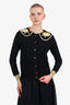 Gucci Black Floral Embroidery Pearl Collar Cardigan Size XS