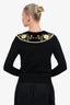 Gucci Black Floral Embroidery Pearl Collar Cardigan Size XS