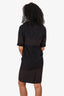 Carolina Herrera Brown Wool/Silk Beaded Cropped Jacket/Dress Set Size 6