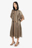 Sacai Brown/Black Windowpane Print Drawstring Midi Dress Size 3