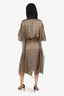Sacai Brown/Black Windowpane Print Drawstring Midi Dress Size 3