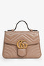 Gucci Taupe Chevron Leather Marmont Small Top Handle with Chain