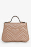 Gucci Taupe Chevron Leather Marmont Small Top Handle with Chain