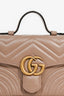 Gucci Taupe Chevron Leather Marmont Small Top Handle with Chain