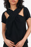Kenzo Black Criss-cross Cut-out Short Sleeve Top Size 36
