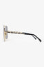 Pre-Loved Chanel™ Gold/Black Metal Calfskin Butterfly Pearl Chain Sunglasses 4274Q