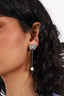 Miu Miu Silver Tone Crystal Bow Pearl Drop Earrings