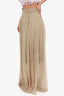 Brunello Cucinelli Beige Silk Sheered Pleated Maxi Skirt Size 4