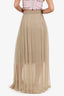 Brunello Cucinelli Beige Silk Sheered Pleated Maxi Skirt Size 4