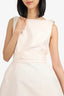 Brandon Maxwell Cream Silk Sleeveless Dress With Oversized Bow Belt Size 4
