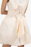Brandon Maxwell Cream Silk Sleeveless Dress With Oversized Bow Belt Size 4
