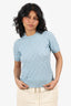 Pre-Loved Chanel™ 24K Blue Cashmere Quilted CC Short Sleeve Top Size 36