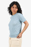 Pre-Loved Chanel™ 24K Blue Cashmere Quilted CC Short Sleeve Top Size 36