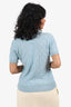 Pre-Loved Chanel™ 24K Blue Cashmere Quilted CC Short Sleeve Top Size 36