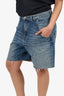 Nili Lotan Blue Denim Long Cut-Off Shorts Size 25