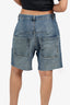 Nili Lotan Blue Denim Long Cut-Off Shorts Size 25