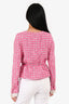 Pre-Loved Chanel™ 2014 Spring Runway Pink Cotton/Wool Tweed Belted Evening Jacket Size 38