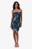 Donna Karan Blue Sequin Strapless Mini Dress Size 4