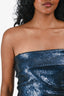 Donna Karan Blue Sequin Strapless Mini Dress Size 4