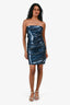Donna Karan Blue Sequin Strapless Mini Dress Size 4