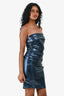 Donna Karan Blue Sequin Strapless Mini Dress Size 4