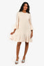 Valentino Cream Wool/Silk Crepe Long Sleeve Ruffled Dress Size 6