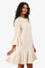 Valentino Cream Wool/Silk Crepe Long Sleeve Ruffled Dress Size 6