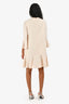 Valentino Cream Wool/Silk Crepe Long Sleeve Ruffled Dress Size 6