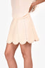 Miu Miu 2020 Cream Silk Crystal Striped Scalloped Mini Skirt Size 42