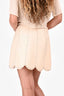 Miu Miu 2020 Cream Silk Crystal Striped Scalloped Mini Skirt Size 42