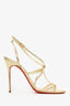 Christian Louboutin Gold Leather Strappy Heels Size 38