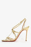 Christian Louboutin Gold Leather Strappy Heels Size 38