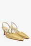 Manolo Blahnik Gold Leather Slingback Heels Size 38.5