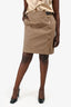 Gucci Brown Cotton Leather Detail Skirt Size 46
