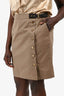Gucci Brown Cotton Leather Detail Skirt Size 46