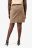 Gucci Brown Cotton Leather Detail Skirt Size 46