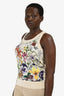 Gucci White Garden Floral Silk Tank Top Size M