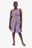 Etro Purple Printed Silk Sleeveless Dress Size 44