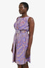 Etro Purple Printed Silk Sleeveless Dress Size 44