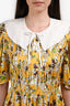 Miu Miu Yellow Floral Crepe Satin Peter Pan Collar Mini Dress Size 36