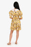 Miu Miu Yellow Floral Crepe Satin Peter Pan Collar Mini Dress Size 36