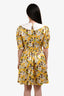 Miu Miu Yellow Floral Crepe Satin Peter Pan Collar Mini Dress Size 36