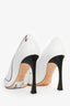 Christian Dior White Leather Navy Floral 'Paradise' Pumps Size 37